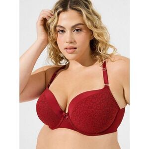 Torrid Perfect T-Shirt Push-Up Bra size  42DDD 42F Rhubarb Animal Print Red